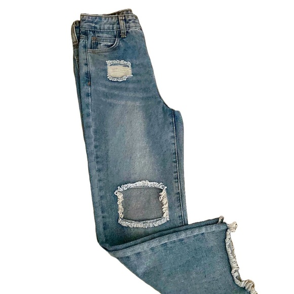 GB Girls Wide Straight Leg Distressed Jeans Size 10 - Picture 14 of 14